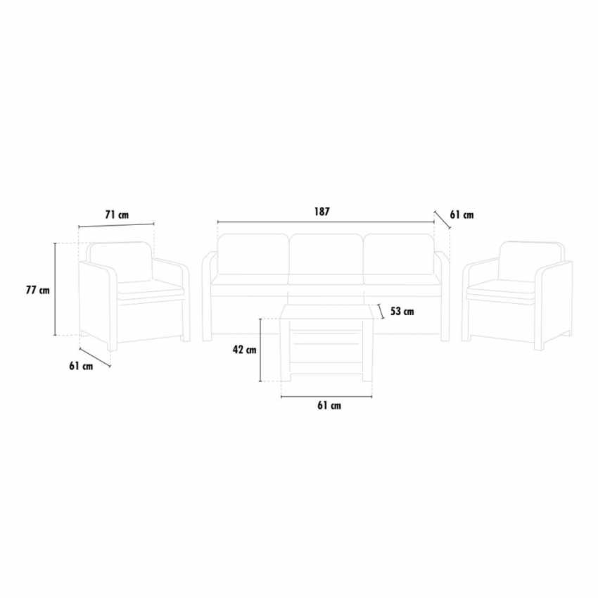 Grand Soleil Positano 5-seater Polyrattan garden lounge set sofa armchairs coffee table — 3