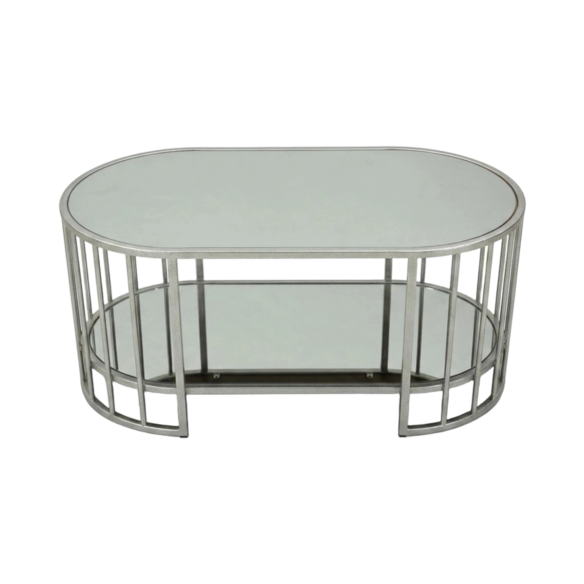Smirne Oval Iron Coffee Table with Double Shelf — 8