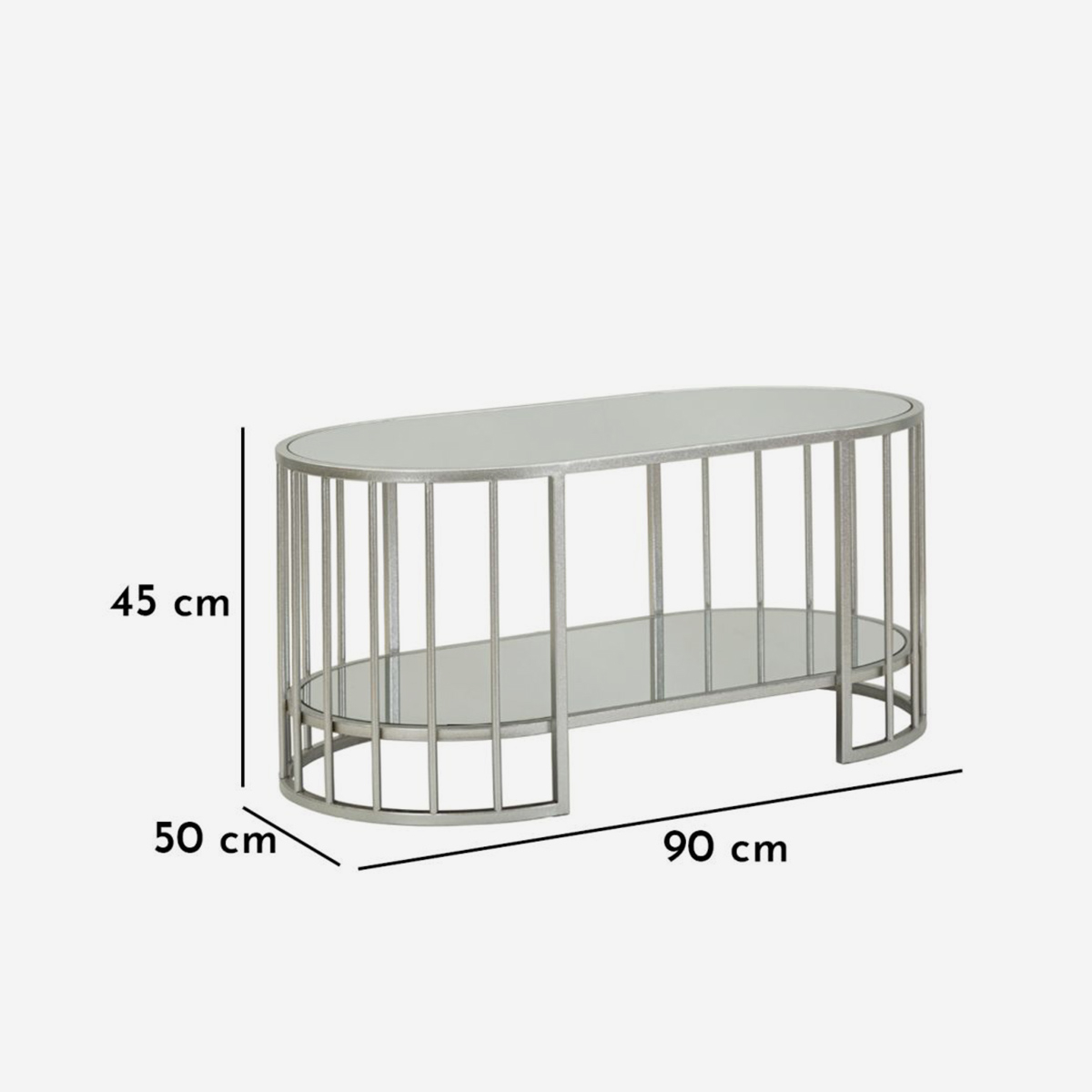 Smirne Oval Iron Coffee Table with Double Shelf — 5