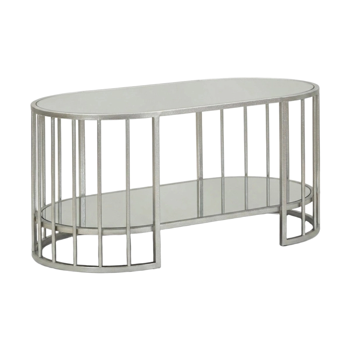 Smirne Oval Iron Coffee Table with Double Shelf — 1