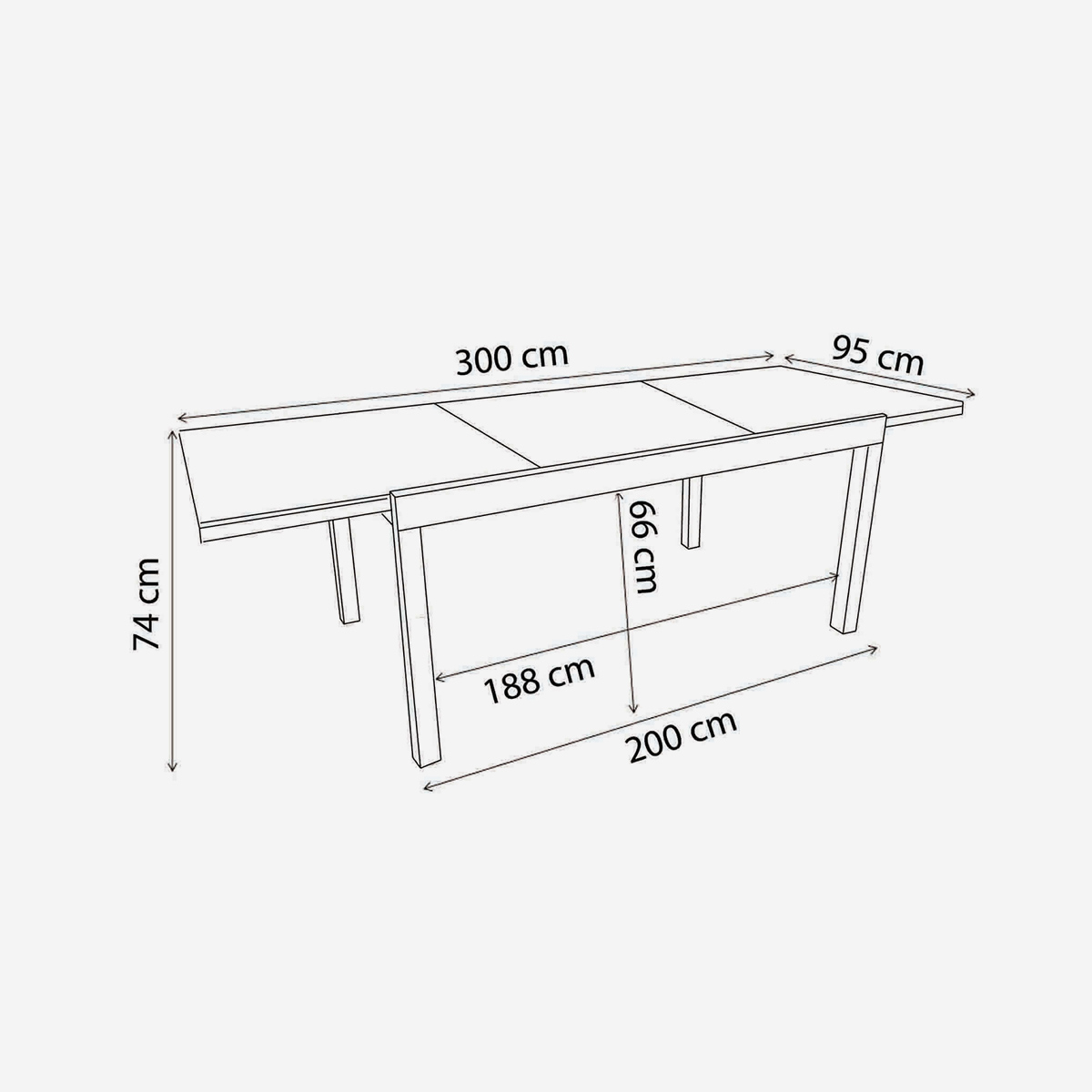 Cayman Extendable Aluminium Garden Table 200/300x95 cm — 5