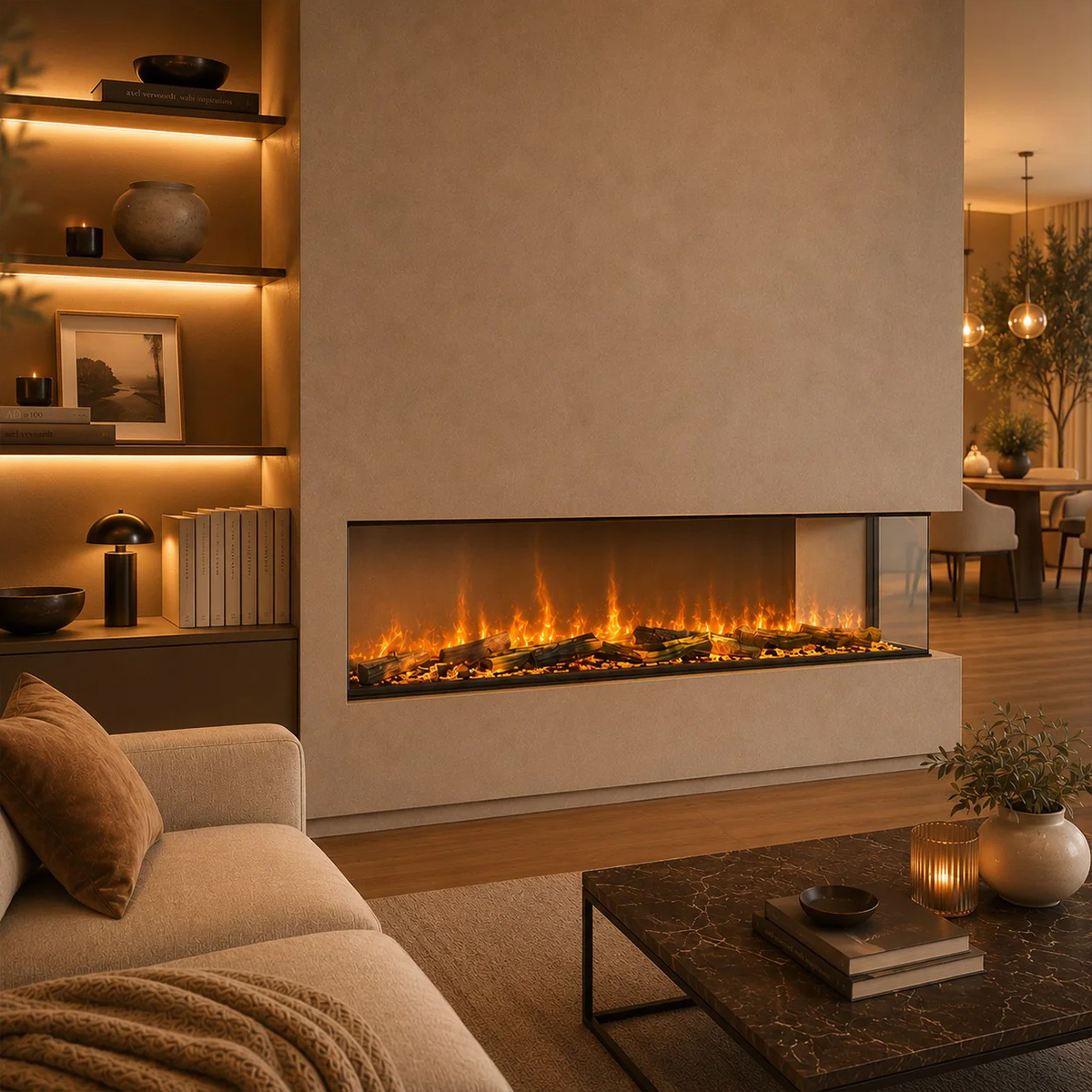 Belmont150 3-Sided Built-in Wall Electric Fireplace LED — 3