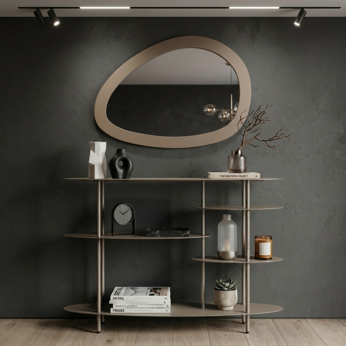 Saturno Modern Asymmetric Wall Mirror 71x48 cm — 2