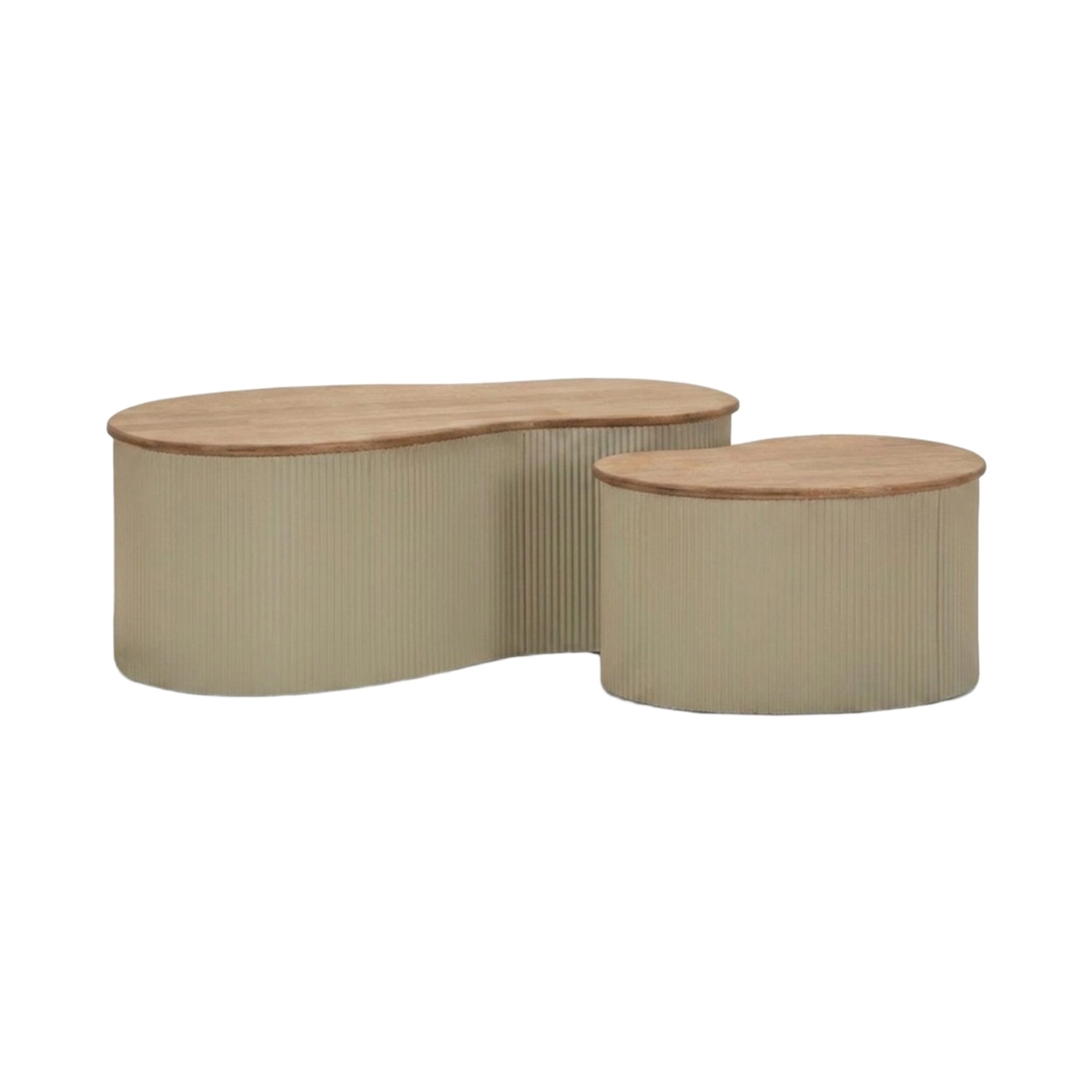 Frankfurt Set of 2 Coffee Tables in Legno Wood and Metal — 1