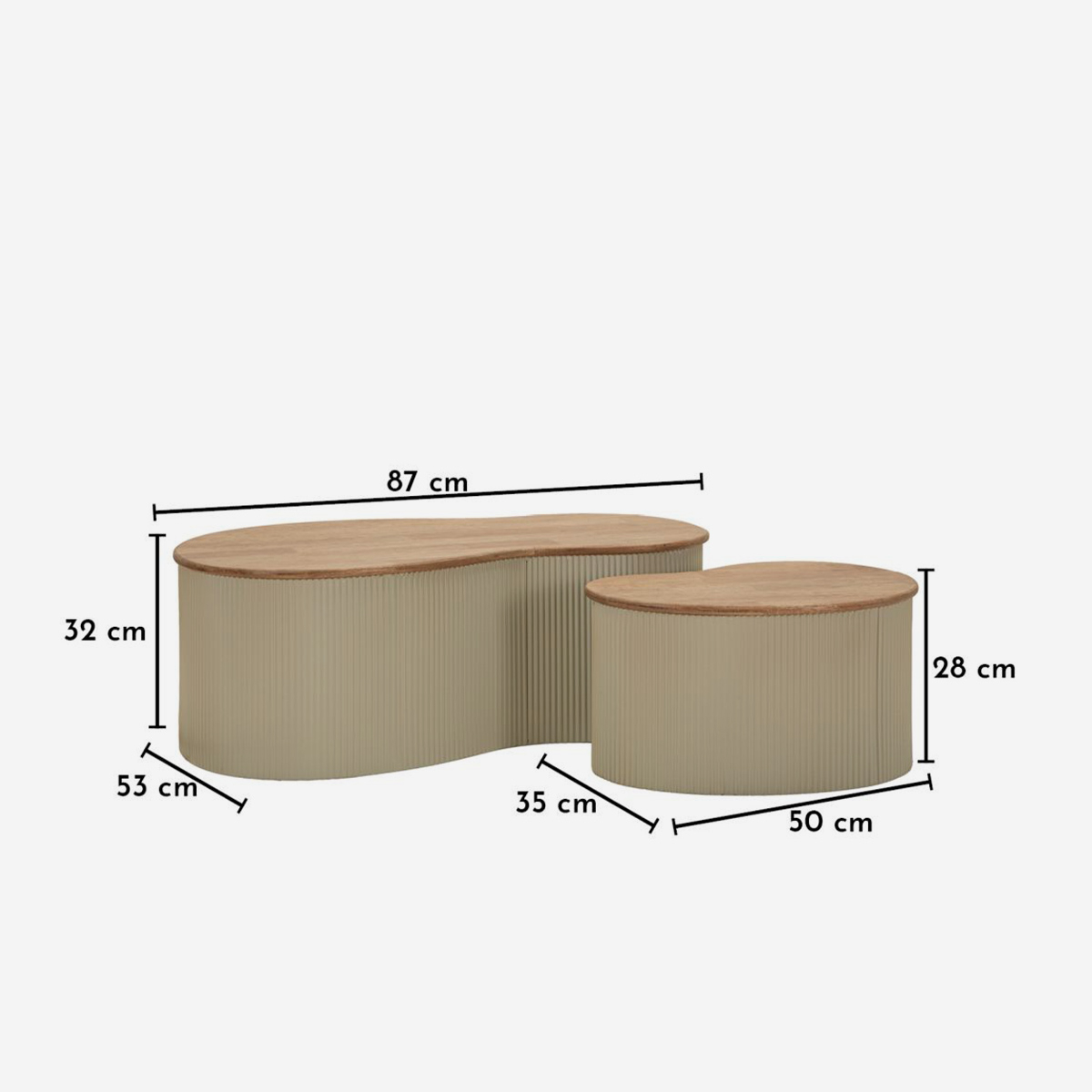 Frankfurt Set of 2 Coffee Tables in Legno Wood and Metal — 6
