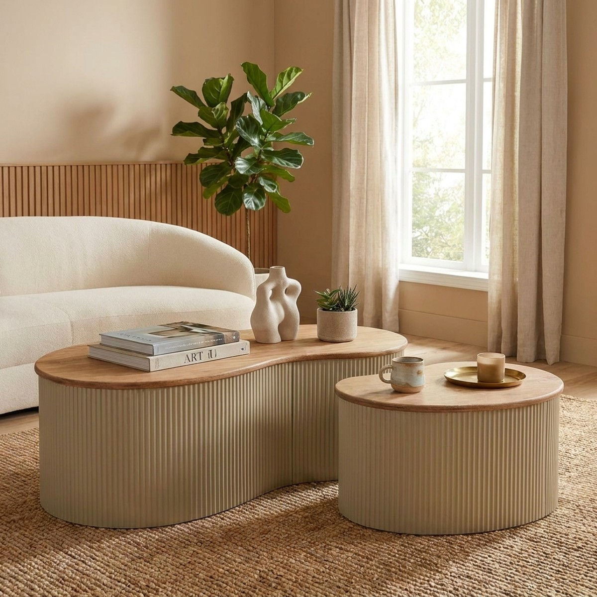 Frankfurt Set of 2 Coffee Tables in Legno Wood and Metal — 2