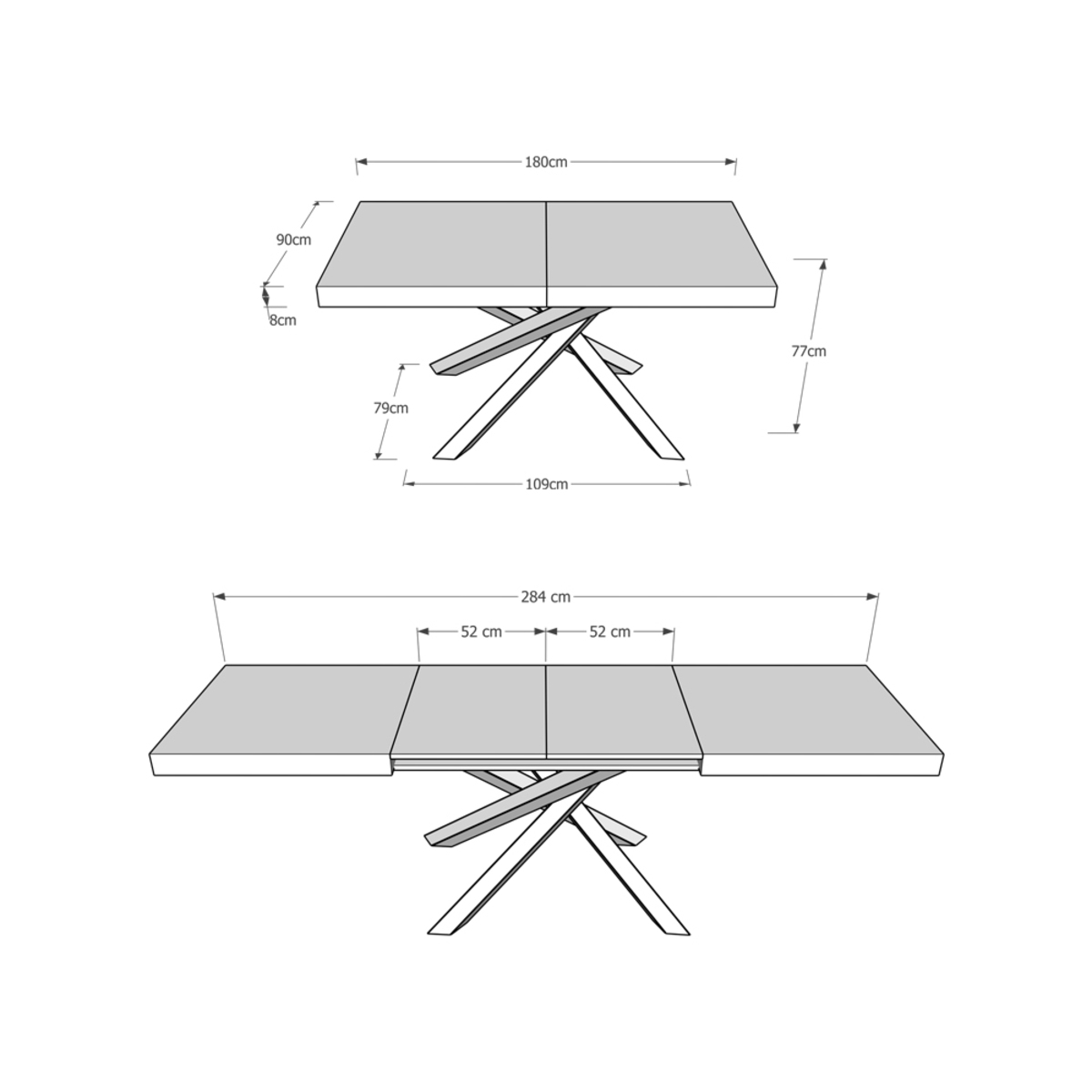 Volantis Modern Extendable Dining Table 90x180-284 for 12 — 5