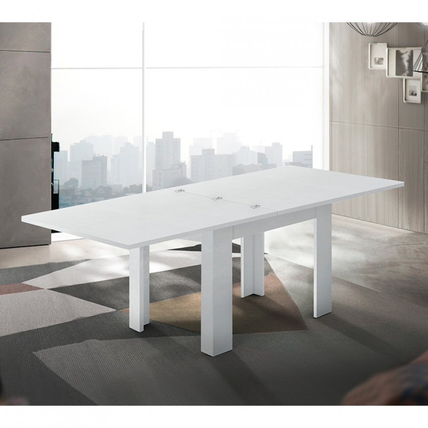 Modern design white extendable table console 90-180x90cm Jesi Liber — 3