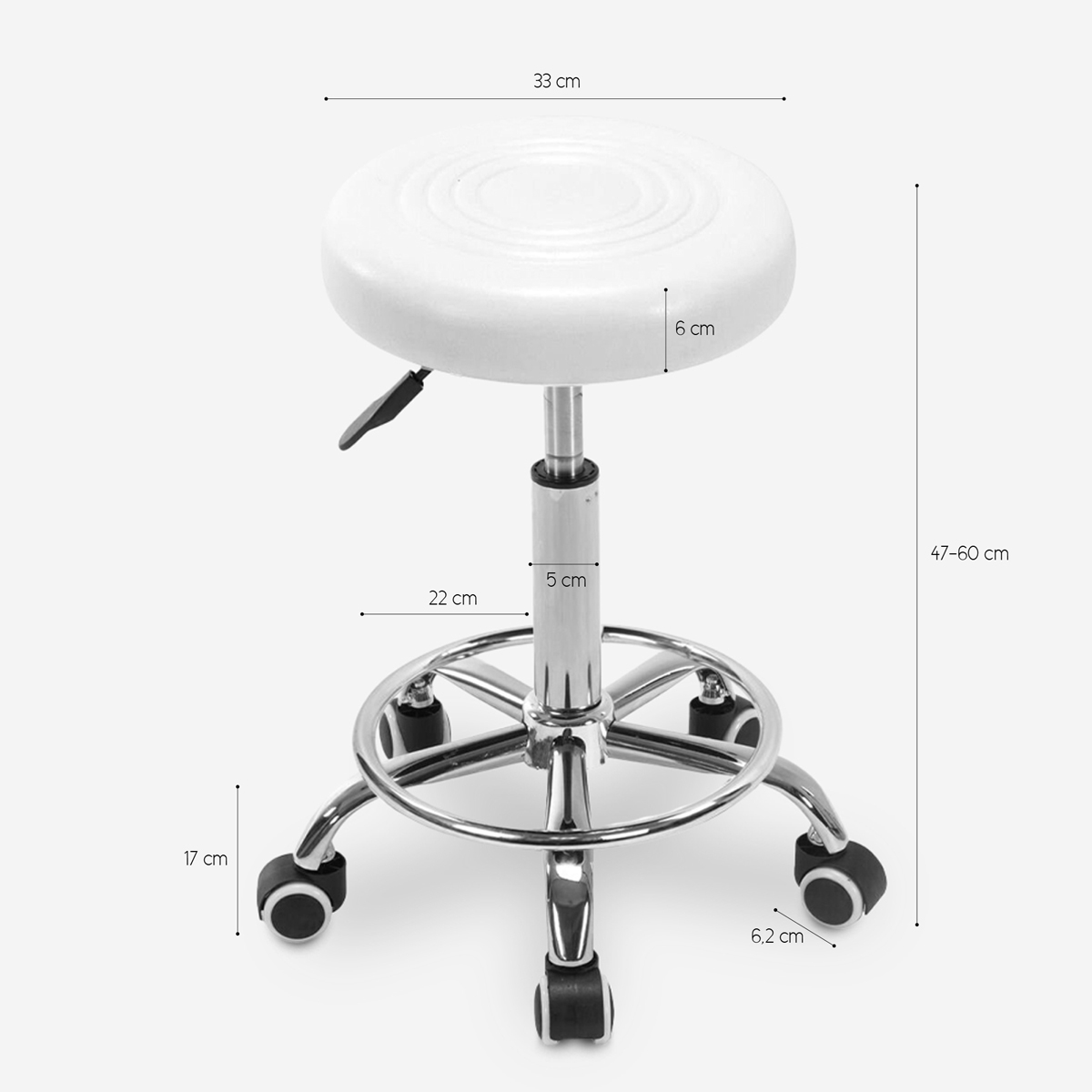 Nabu Swivel Stool with Wheels and Faux Leather Seat for Office or Salon — 7
