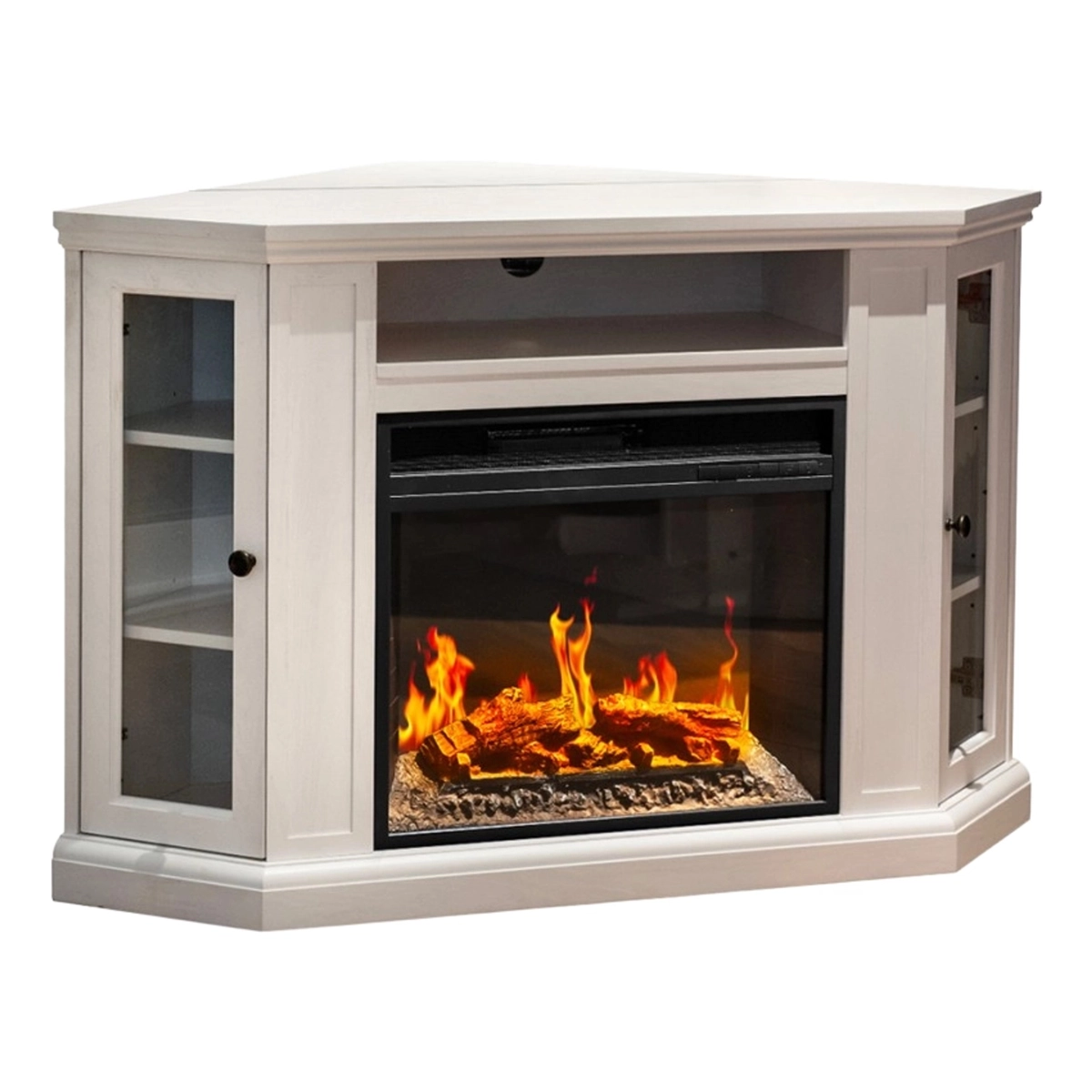 Corner Electric Fireplace in White Wood Madison Divina Fire DF9139 — 2