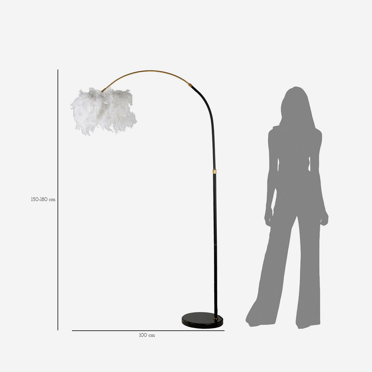 Arc Plur Curved Floor Lamp with Feather Lampshade — 3