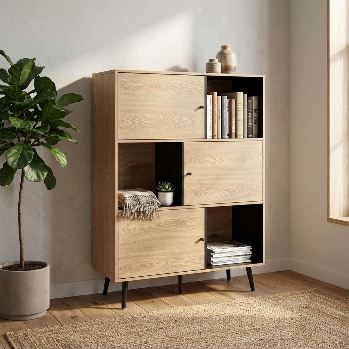 Elwood Modern Sideboard Cabinet with 3 Doors and Shelves — 3