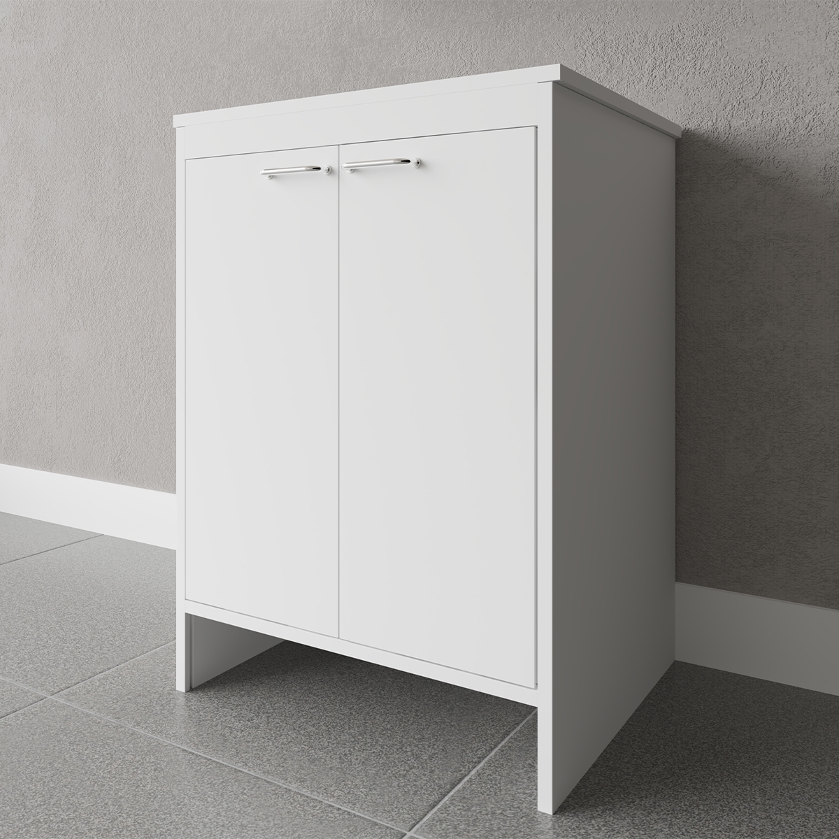 Laundry and bathroom cabinet in white PVC with 2 doors FB9002K Negrari — 3