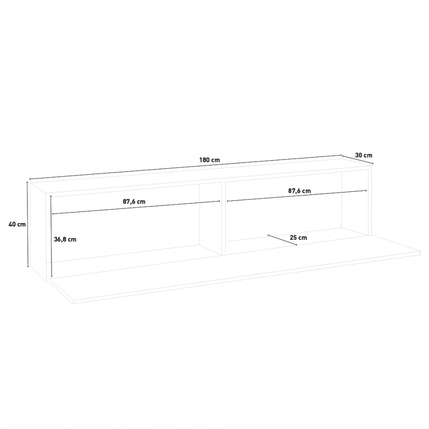 TV unit for living room 180cm glossy white Joy Low 1 flap door 2 compartments — 8