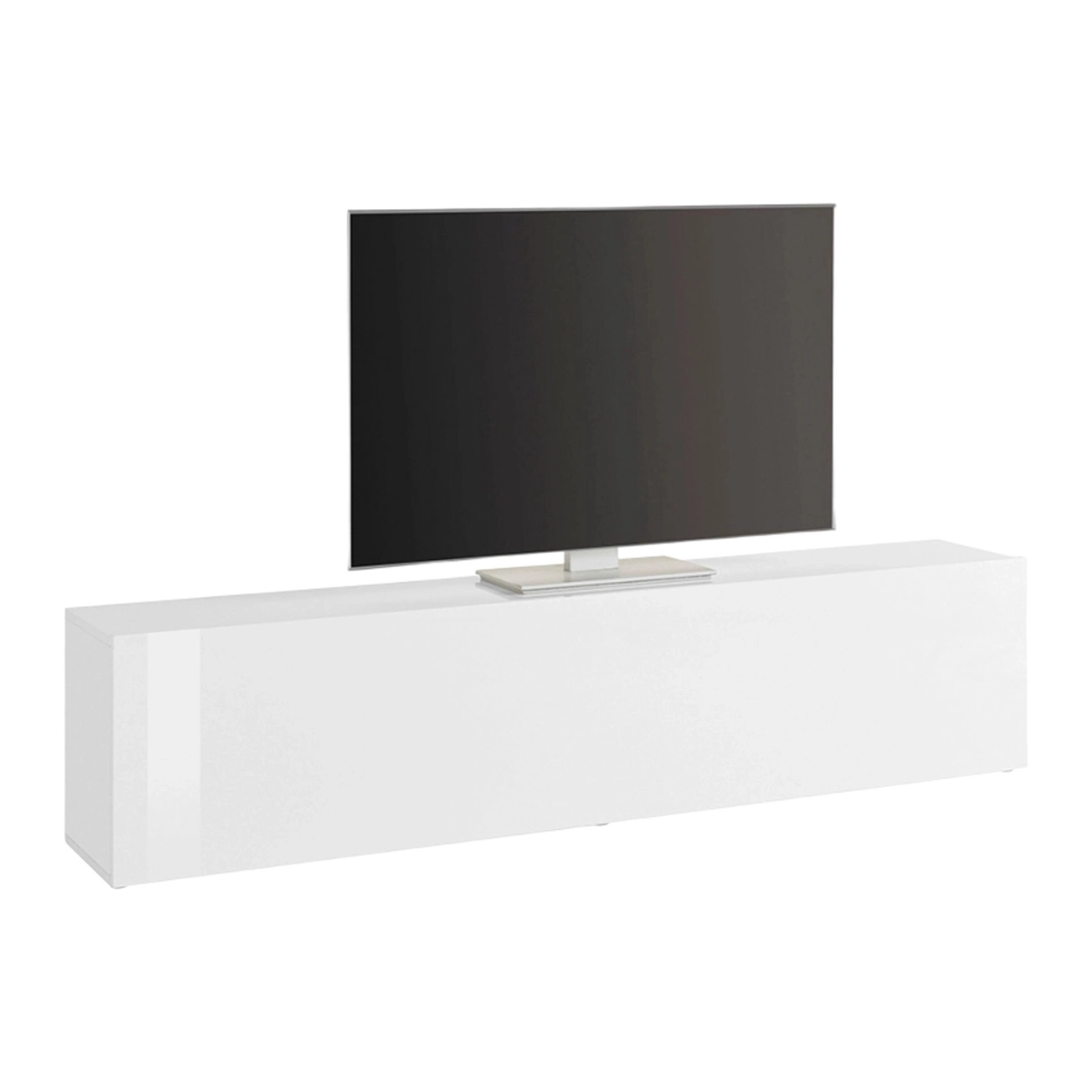 TV unit for living room 180cm glossy white Joy Low 1 flap door 2 compartments — 4