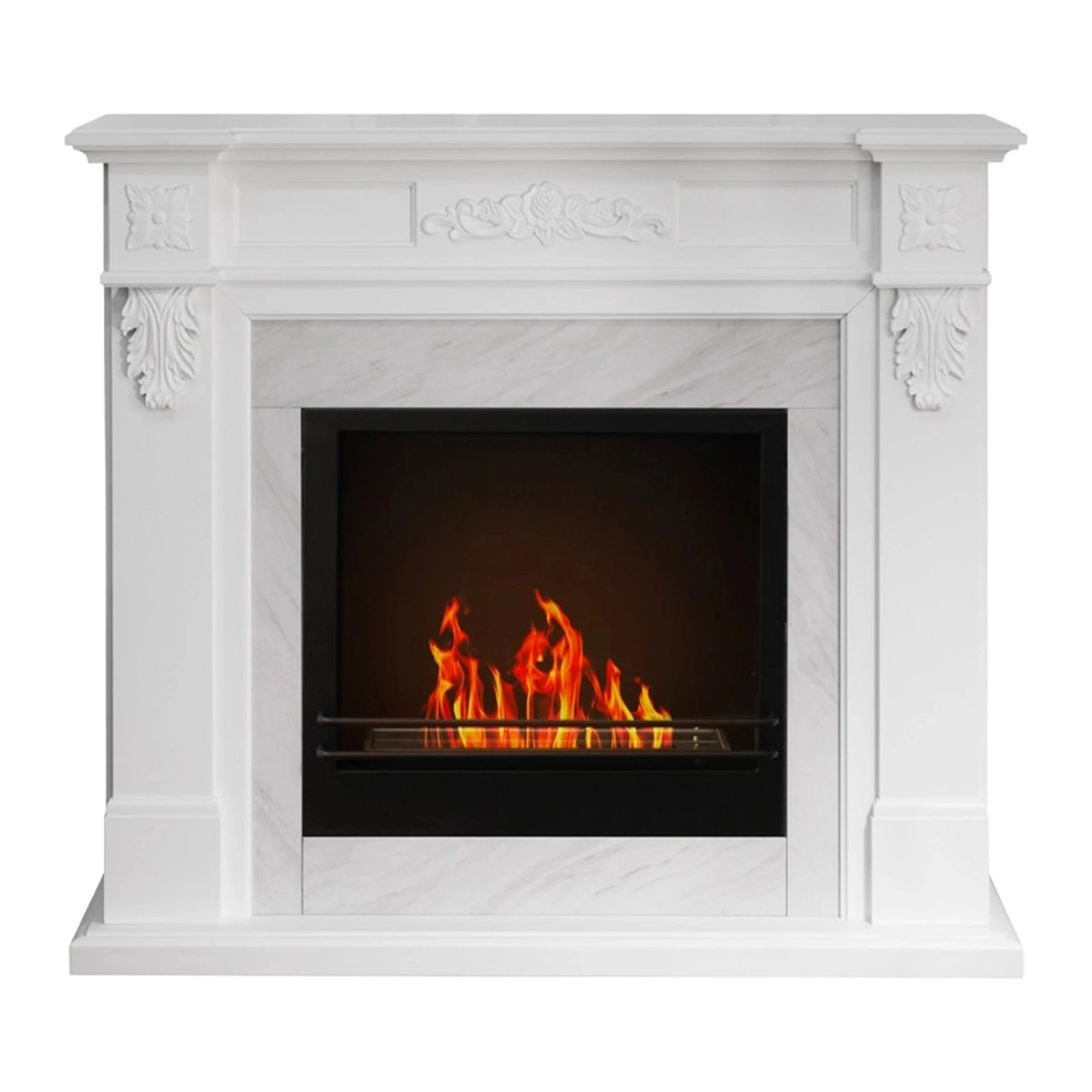 Truman Freestanding Bioethanol Fireplace Divina Fire Marble Effect — 3