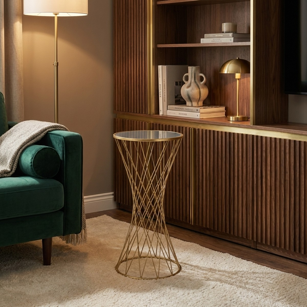Tall Round Accent Table in Metallo with Mirror Top Tower 80 Mauro Ferretti — 2