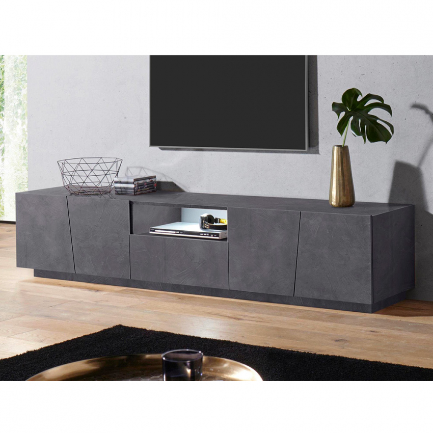 Modern TV cabinet 4 doors sliding drawer 220cm Vega Low Ardesia XL — 3
