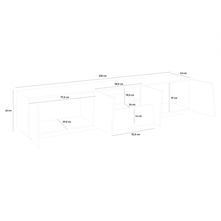 Modern TV cabinet 4 doors sliding drawer 220cm Vega Low Ardesia XL — 7