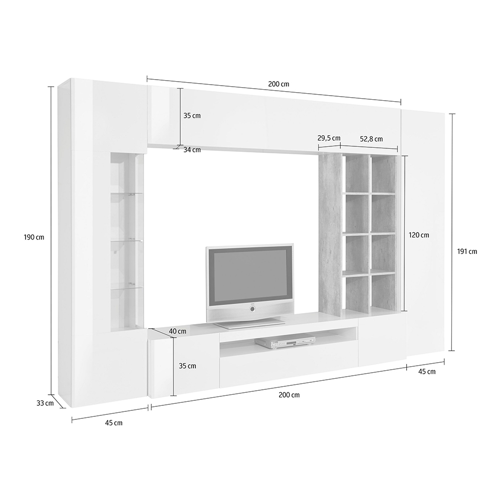 Modern Living Room Wall Unit with Display Cabinet Egypt WT — 6
