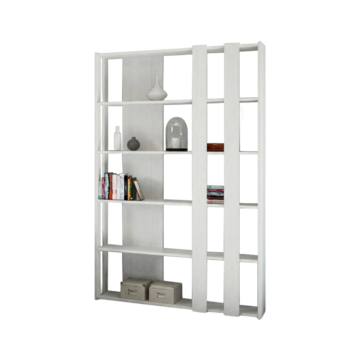 Modern Wall Bookcase 120x204 cm Ash White Kato B Small — 3