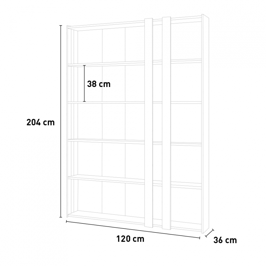 Modern Wall Bookcase 120x204 cm Ash White Kato B Small — 4