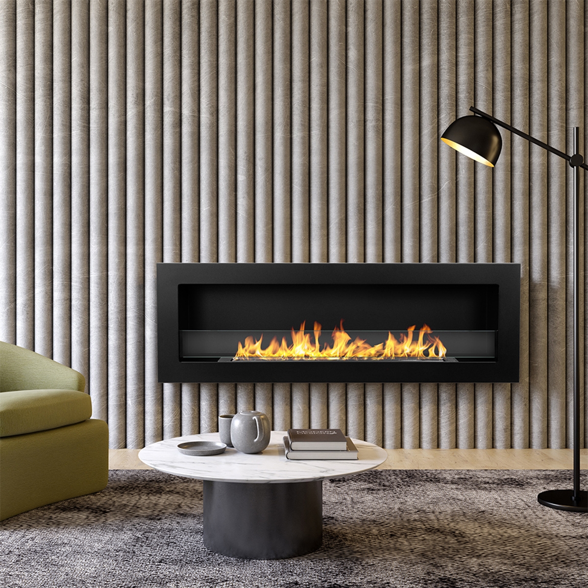 Wall-mounted & Recessed Bioethanol Fireplace 120x40 Divina Fire Livorno 120 — 2