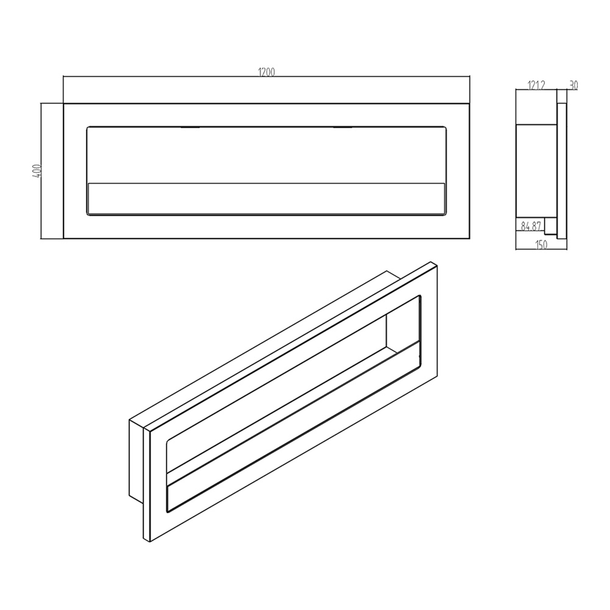 Wall-mounted & Recessed Bioethanol Fireplace 120x40 Divina Fire Livorno 120 — 9