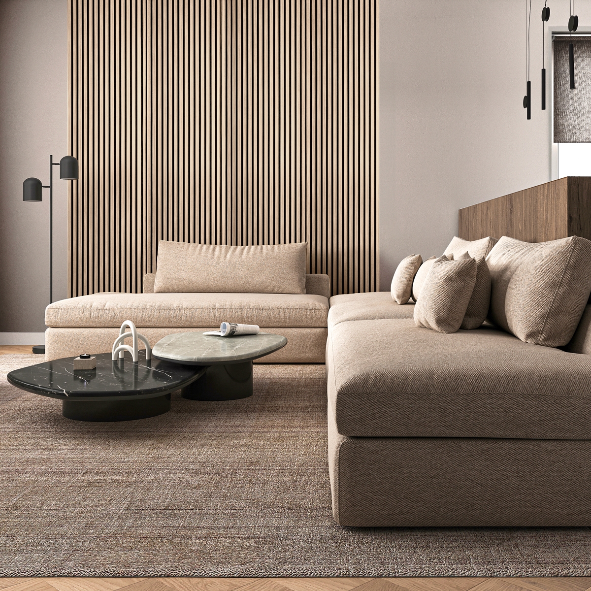 Set of 4 acoustic wall slat panels 240x60cm Kover-W — 2