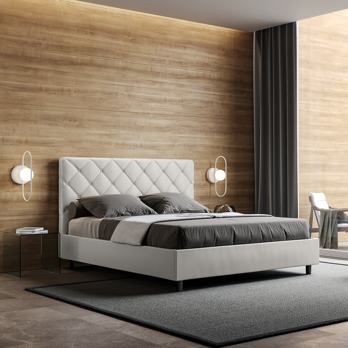 Modern upholstered double bed 170x200 with storage Priya M3 Itamoby — 2