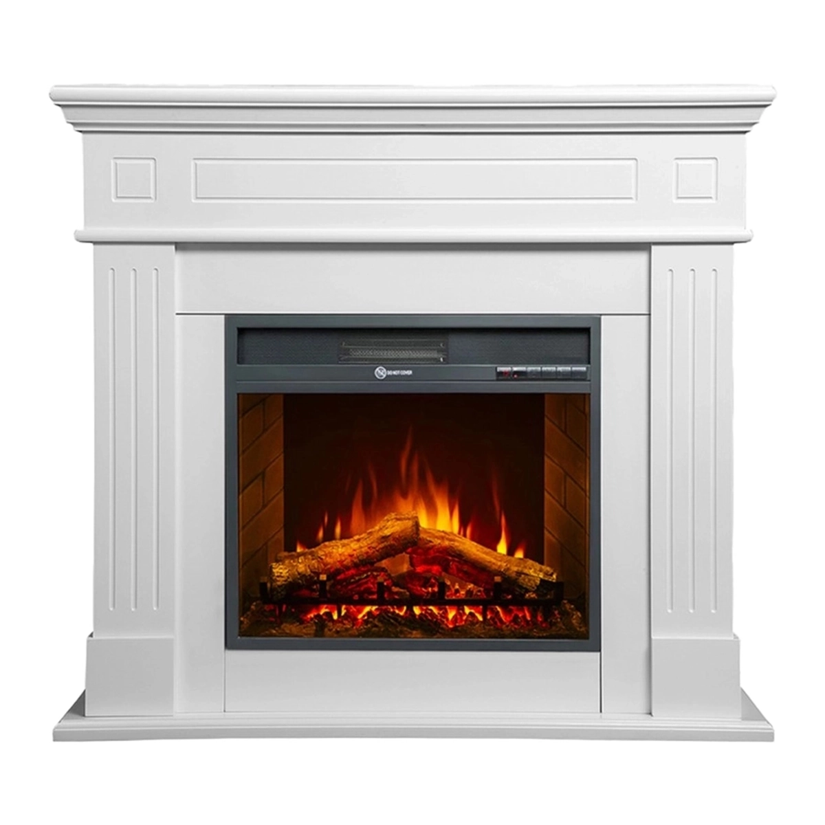 Freestanding Electric Fireplace with White Wood Mantel 1800W — 1