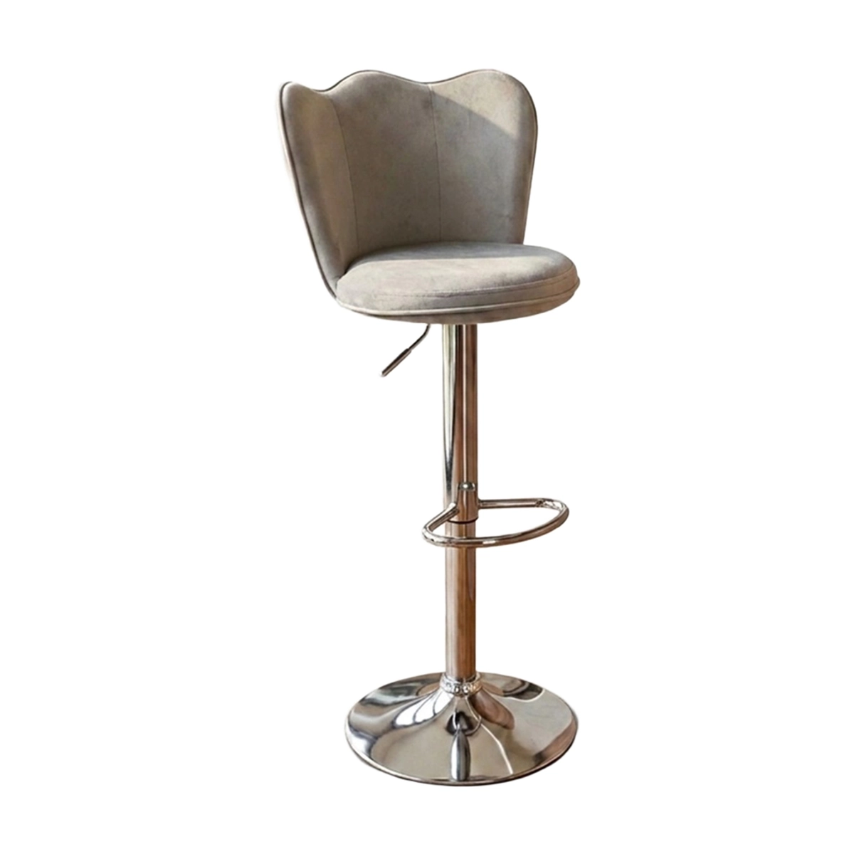 Cosma Eric Velvet and Metal High Kitchen Bar Stool — 1