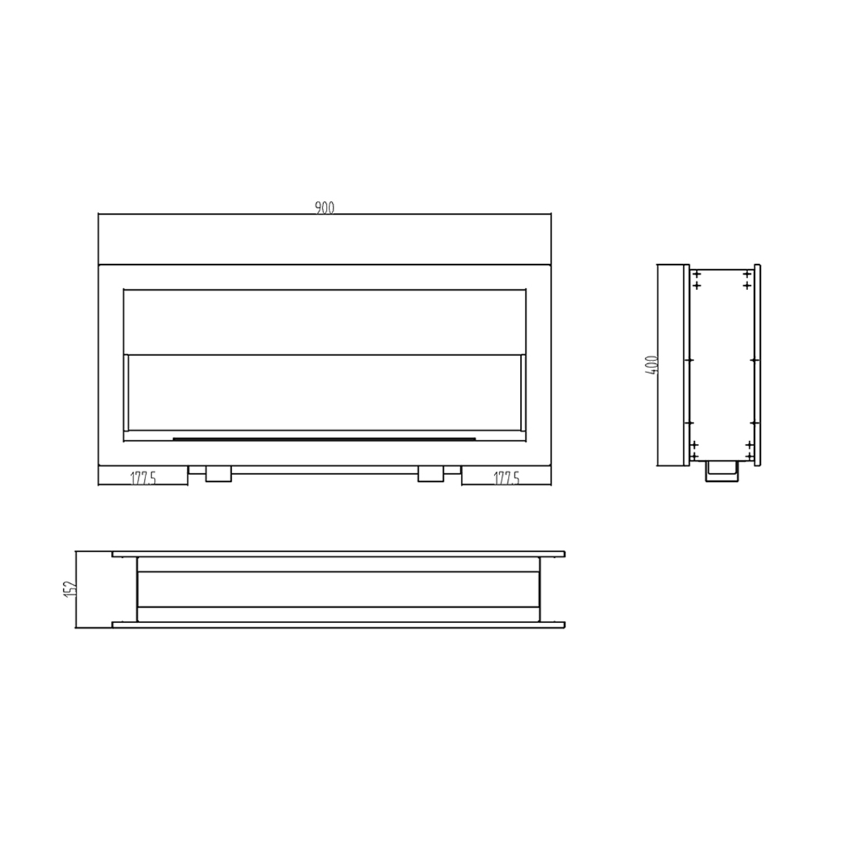 Divina Fire Montefalco 90 Double-Sided Built-in Bioethanol Fireplace 90x40 — 9
