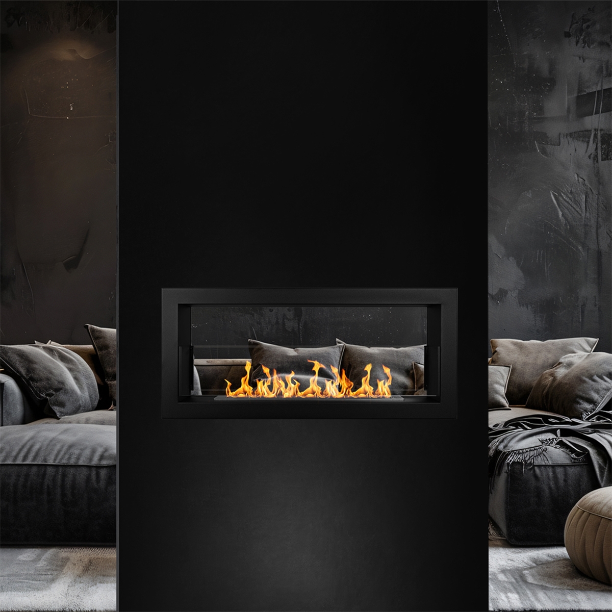 Divina Fire Montefalco 90 Double-Sided Built-in Bioethanol Fireplace 90x40 — 2