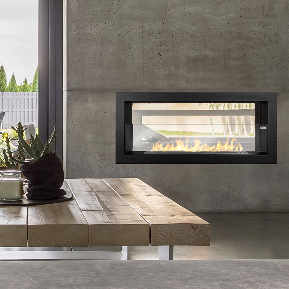Divina Fire Montefalco 90 Double-Sided Built-in Bioethanol Fireplace 90x40 — 3