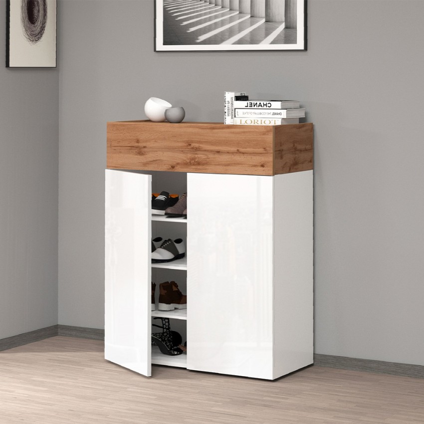 Modern Shoe Cabinet 2 Doors 4 Shelves 76x34x100cm Ayenne Web Furniture — 2