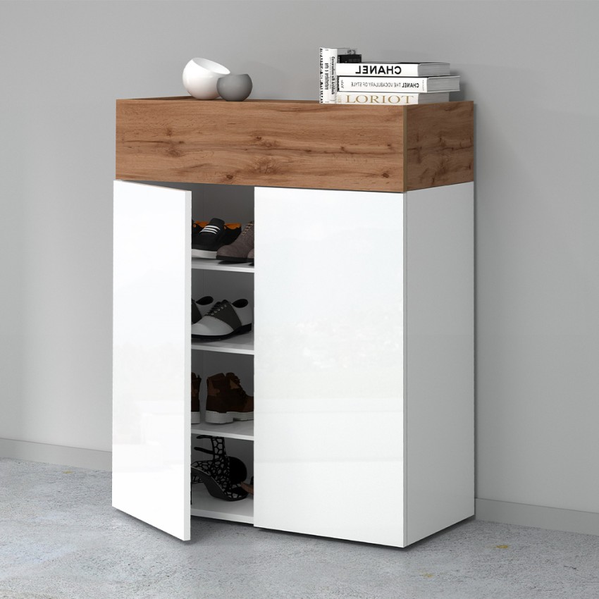 Modern Shoe Cabinet 2 Doors 4 Shelves 76x34x100cm Ayenne Web Furniture — 7