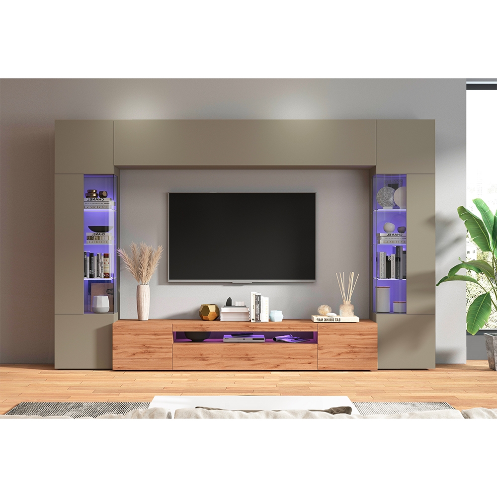 Modern Living Room Wall Unit with TV Stand and 2 Display Cabinets Egypt TW — 3