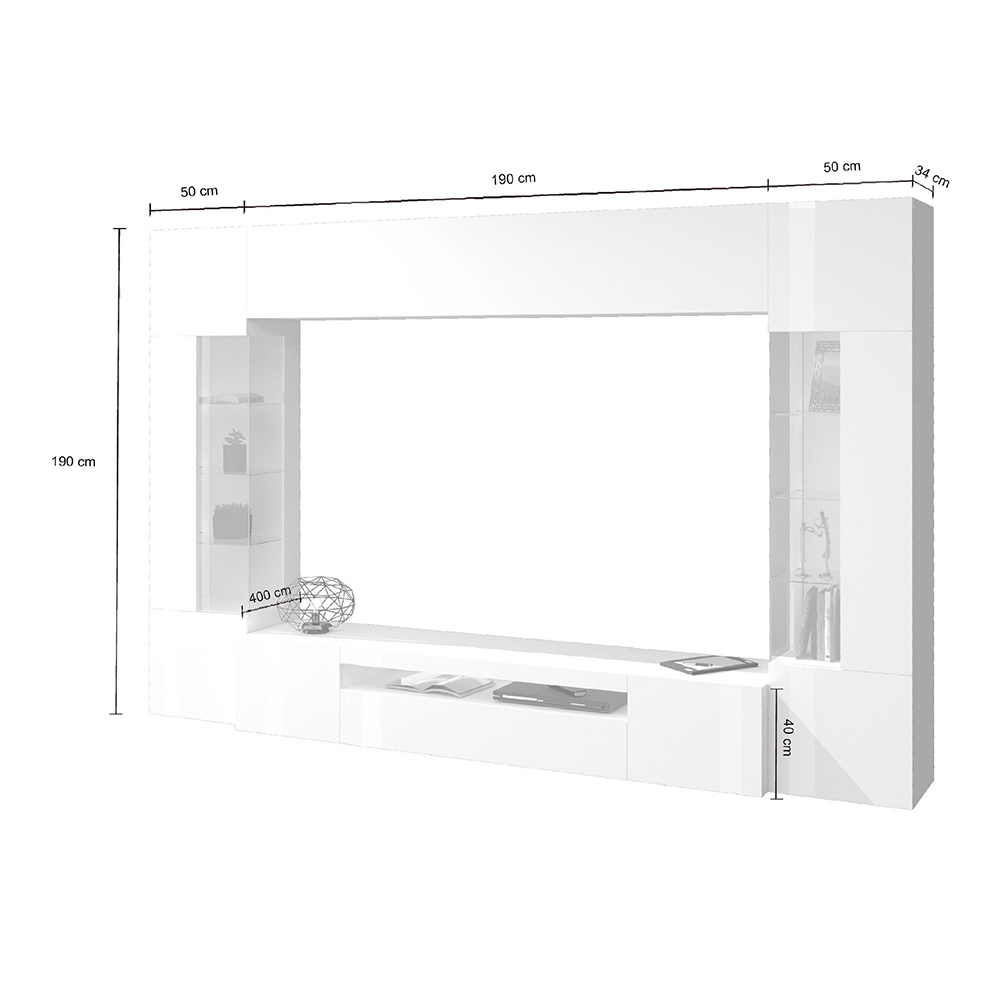 Modern Living Room Wall Unit with TV Stand and 2 Display Cabinets Egypt TW — 4
