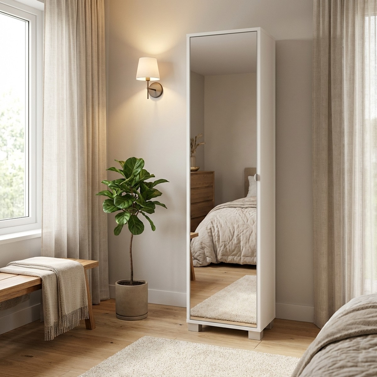 Tall Multipurpose Cabinet with Mirrored Door Beck Sarmog — 2