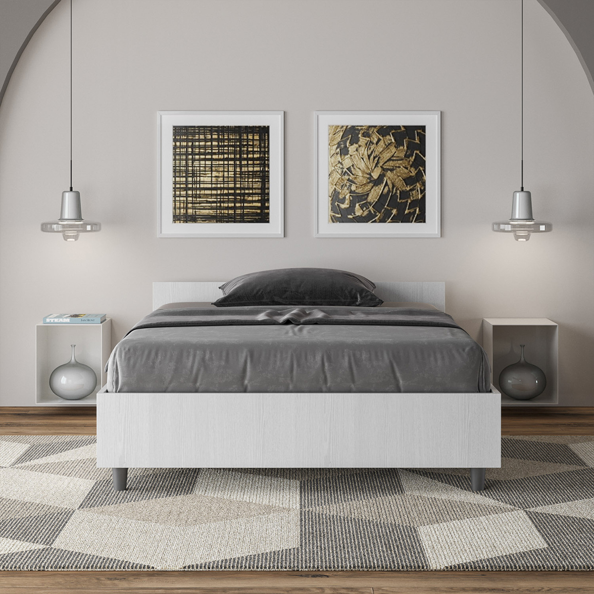 Small Double Storage Bed 120x200 cm Modern Design Nuamo Itamoby — 4