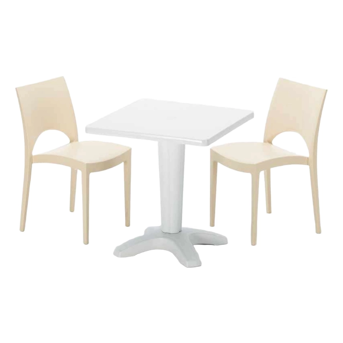 Paris Patio White Square Table 70x70 cm and 2 Chairs Set Grand Soleil — 1