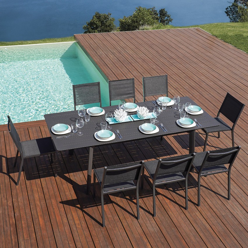 Extendable Garden Dining Table 160-240x102 cm Aluminium Kedels Kend — 2