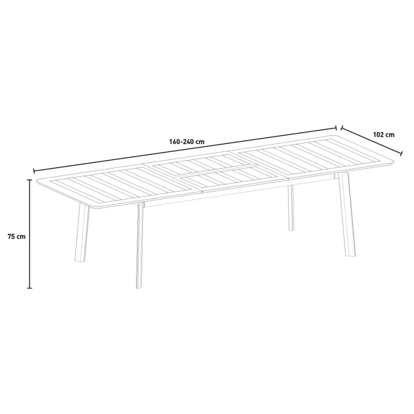 Extendable Garden Dining Table 160-240x102 cm Aluminium Kedels Kend — 5