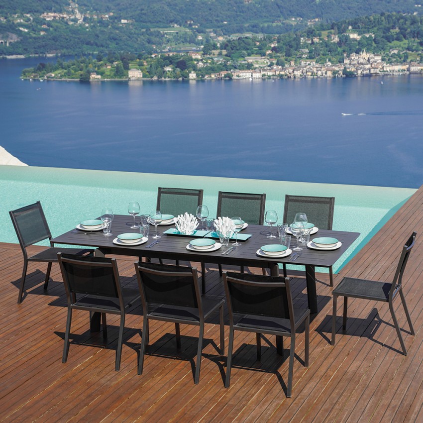 Extendable Garden Dining Table 160-240x102 cm Aluminium Kedels Kend — 3