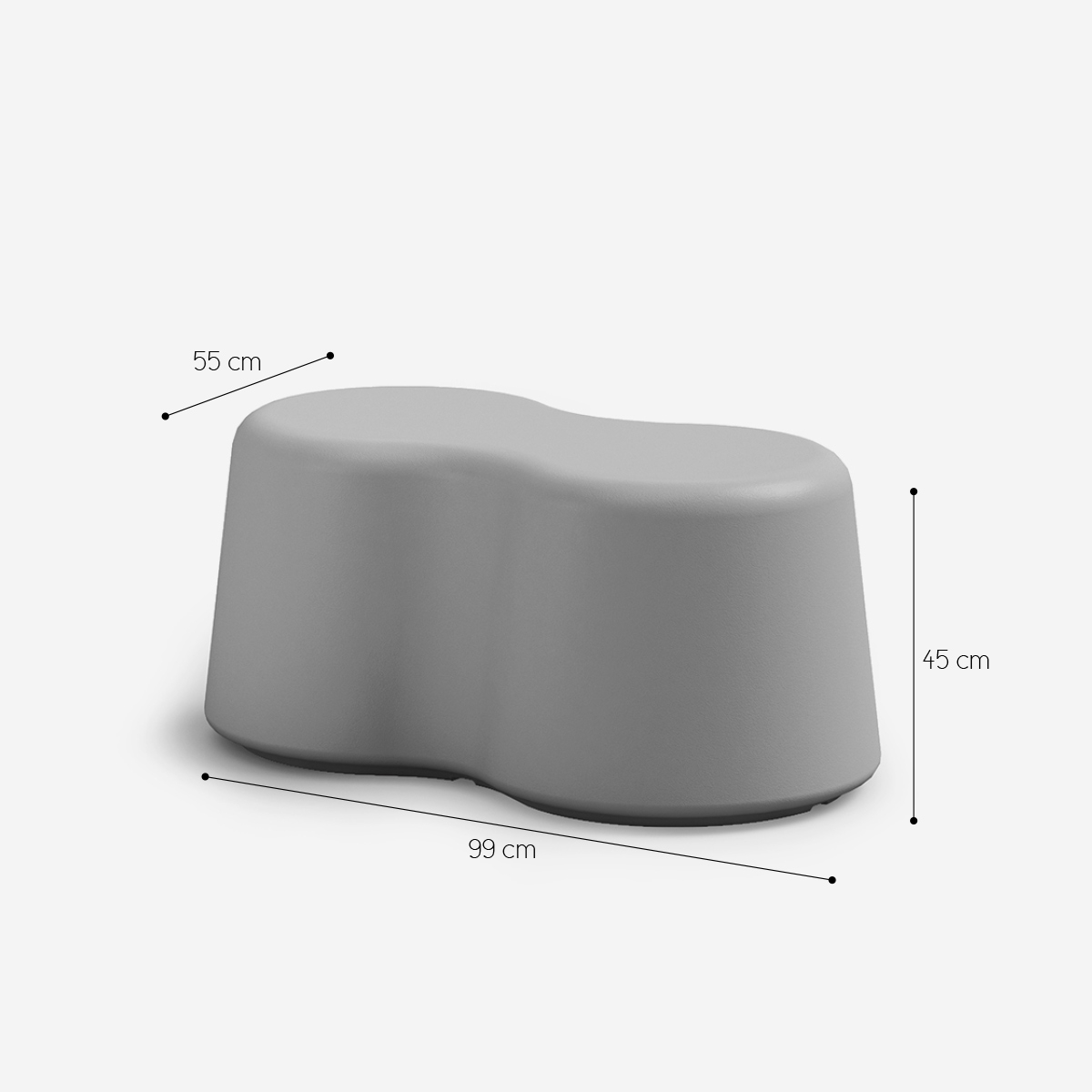 2-Seater Modern Garden Bench in Polyethylene Peanut LYXO — 4