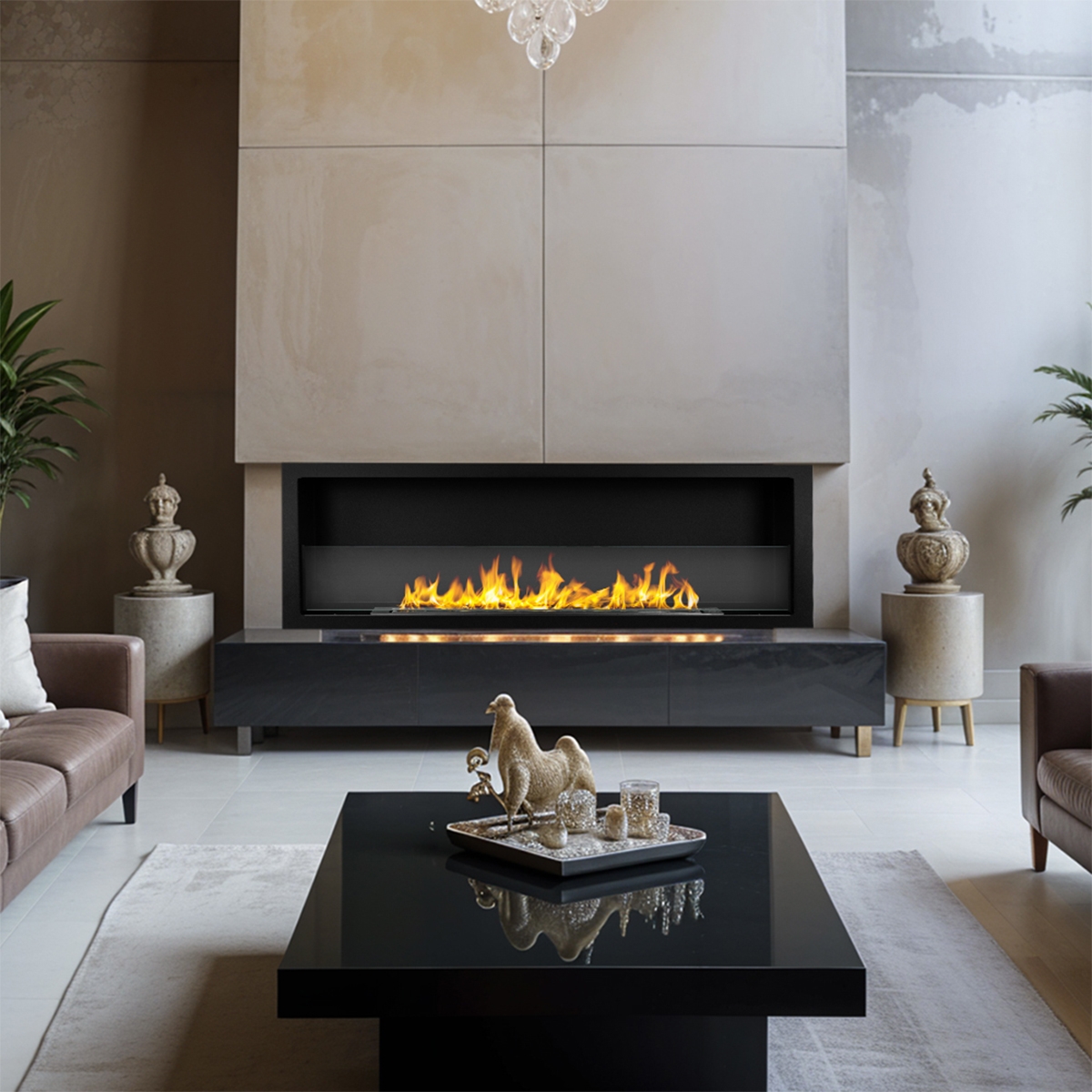 Built-in Wall Bioethanol Fireplace 120x40 Furore 120 Divina Fire — 2