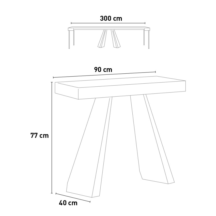 Extendable walnut console table 90x40-300cm Diamante Premium Itamoby — 4