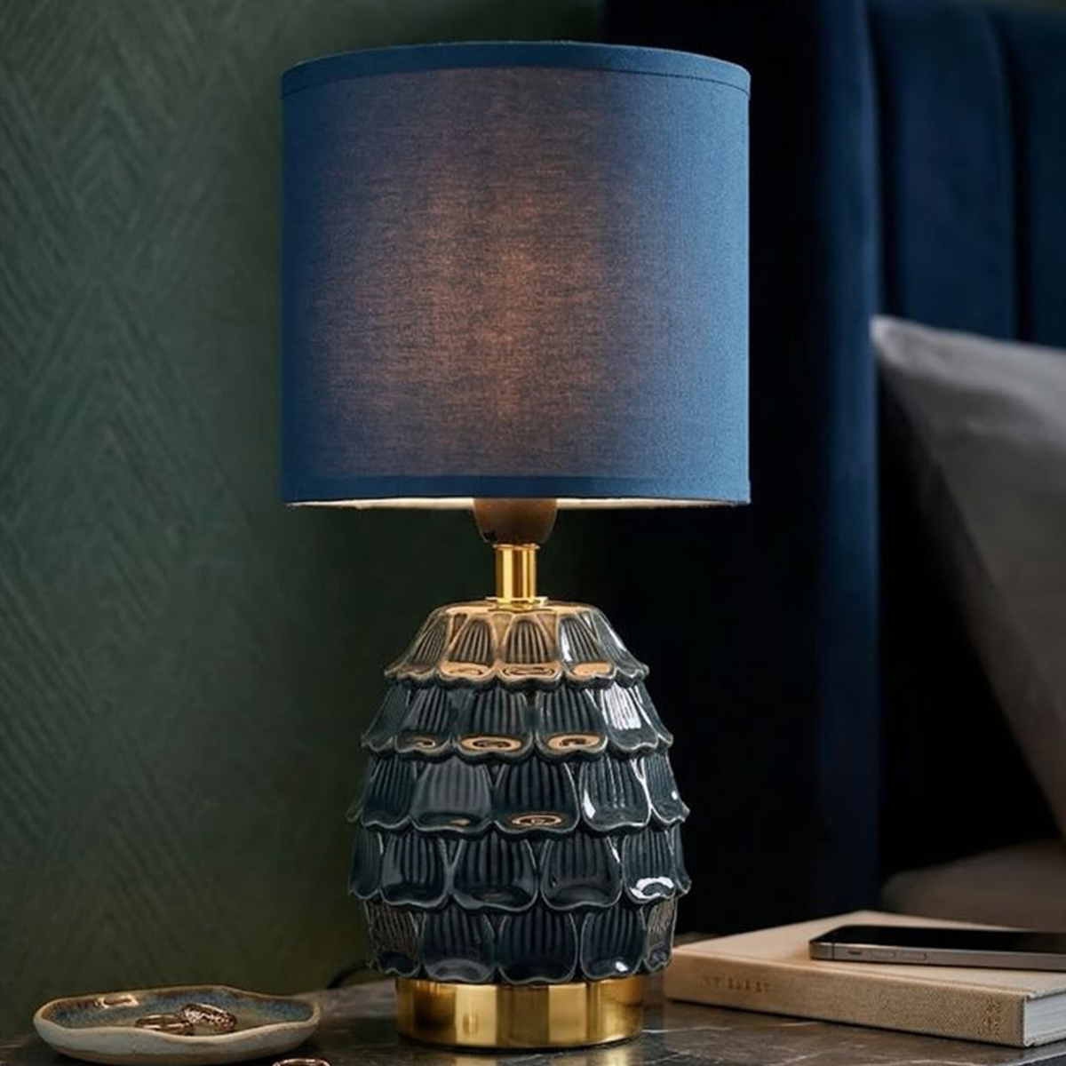 Pigny Bedside Table Lamp in Ceramic and Fabric — 2