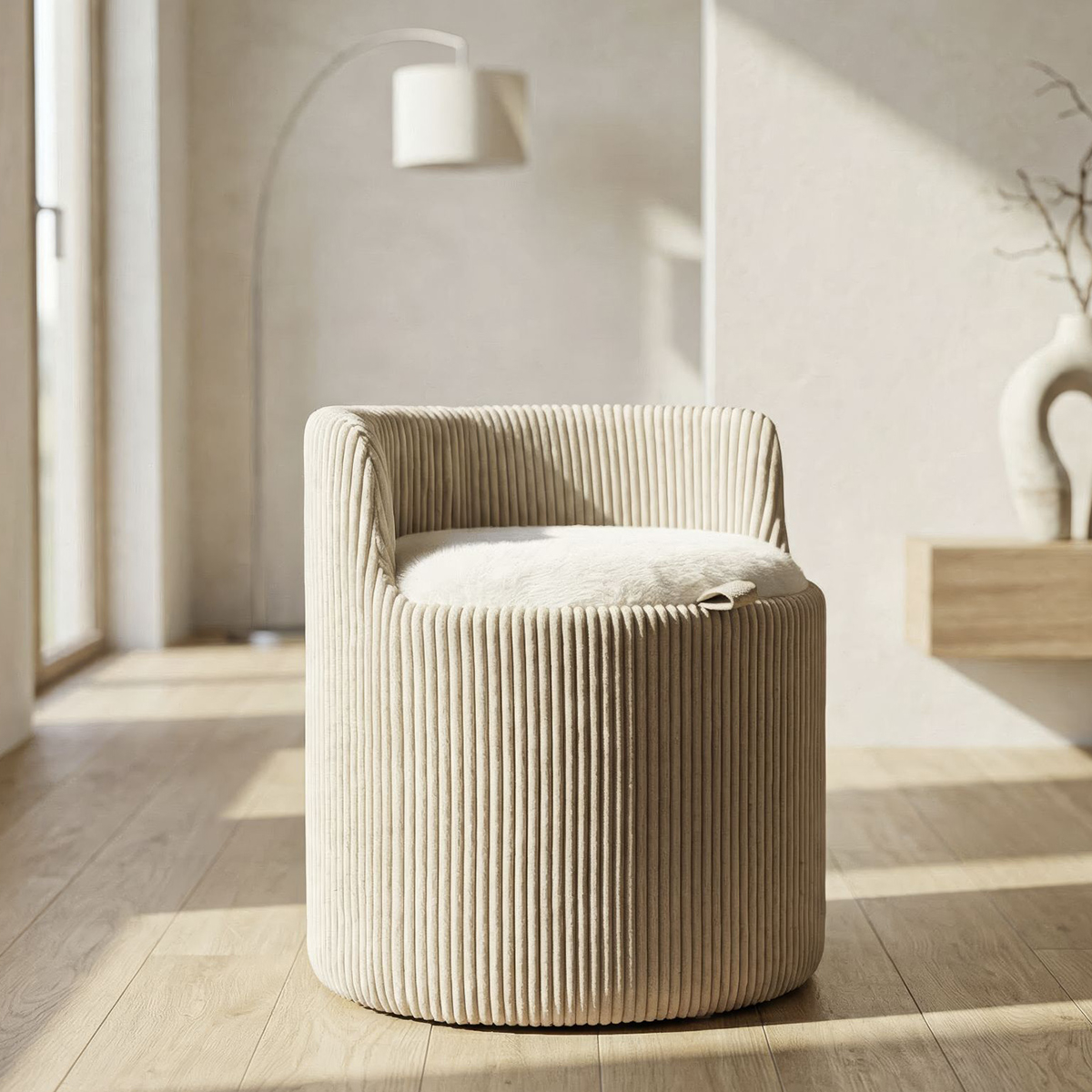 Dublino Upholstered Vanity Storage Ottoman Stool — 2